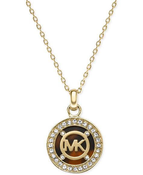 michael kors gold pendant necklace|michael kors necklace set.